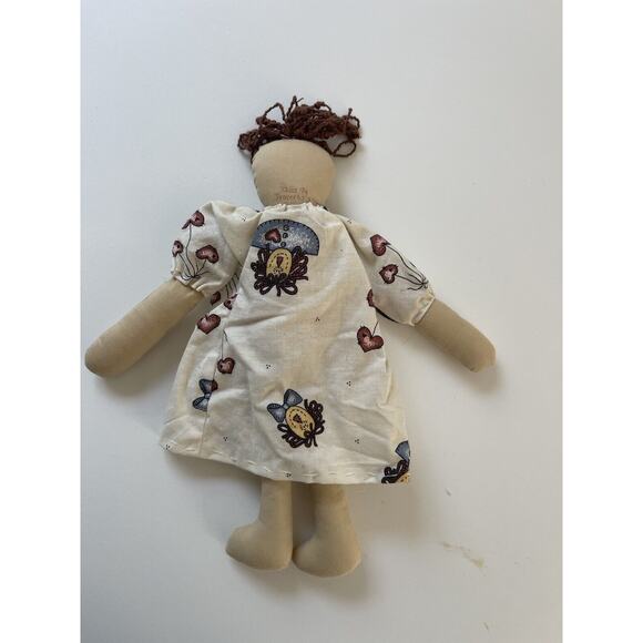 Vintage Handmade Primitive Style Cloth Rag Doll Folk Art Inscribed 12” - Picture 3 of 5